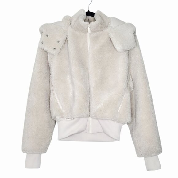 Alo Yoga Foxy Sherpa Ivory Hooded Fleece Jacket Size XS - Picture 4 of 13